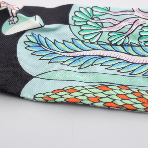 Hermes Silk Twilly Scarf Black Multicolor - Picture 2 of 5
